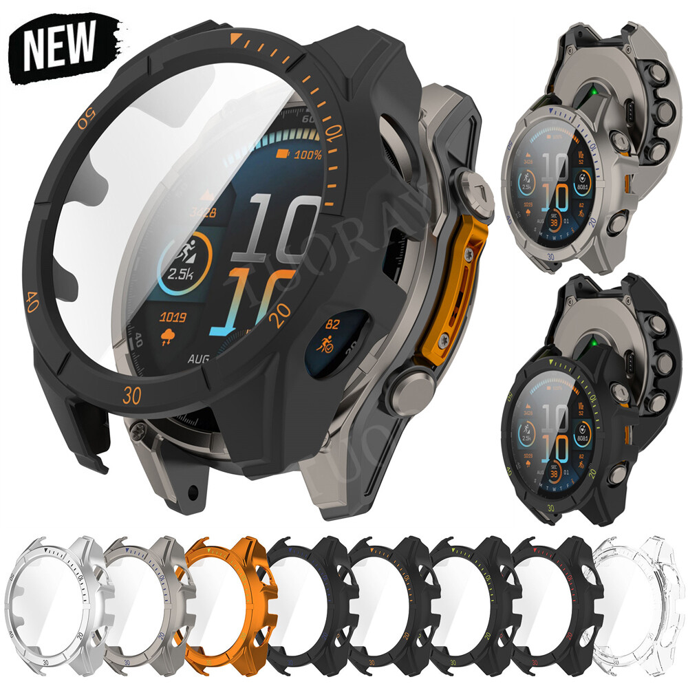 Tempered Glass+Case For Garmin Tactix 47mm 51mm Full PC Cover