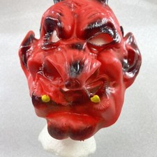 DEVIL Mask Lucifer Costume Red Rubber Horns Halloween
