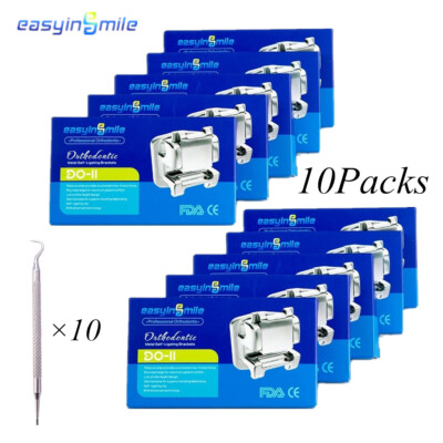 EASYINSMILE Orthodontic Self-ligating Bracket MBT 022 345 w/hook 10x Mini Braces