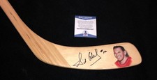 Sid Abel Signed Detroit Red Wings Hand Painted Litho Hockey Stick Beckett COA
