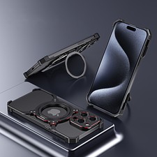 Shockproof Case For iPhone 16 Pro Max Magnetic Ring Stand Metal Frameless Cover