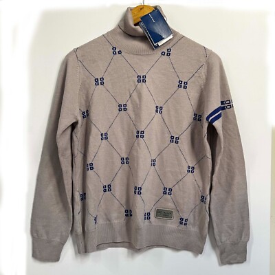 Bally Golf Womens Merino Wool Cardigan Gray Sweater Argyle knitwear EUR 40/US 10
