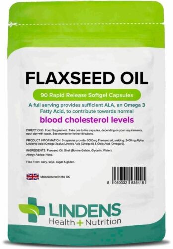 Lindens Flaxseed Oil 1000mg X 90 Capsules Omega 3 6 9 Fatty Acids Joint & Brain - Picture 1 of 3