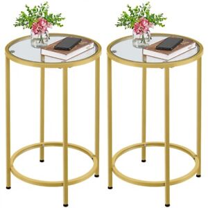 Small Coffee End Tables W Glass Top, Small Round Glass Top Side Tables