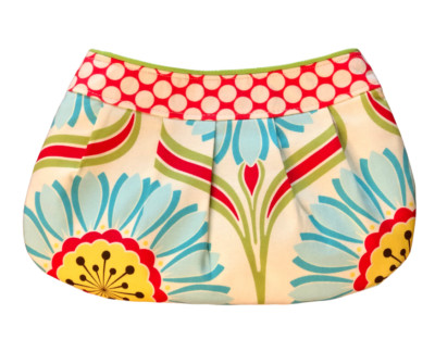 Floral Clutch/small purse with interior zipper pocket and 2 side pockets 