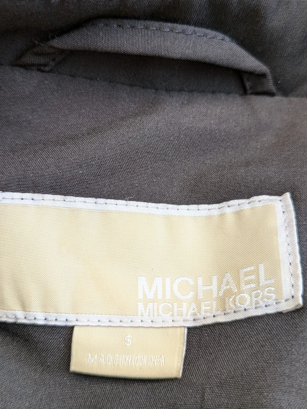 Michael Kors Cappotto Donna Piccolo Nero Elegante Giacca Cintura Trench Cappuccio Militare S