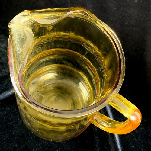 Federal Glass Lido Golden Glow 56 oz Pitcher Ice Lip Amber Glass Excellent - Picture 3 of 8