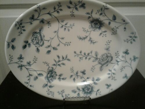 Queens Platte "Rose Chintz" blau weiß Blumenmuster 12 1/2"×10" Made in England NEU