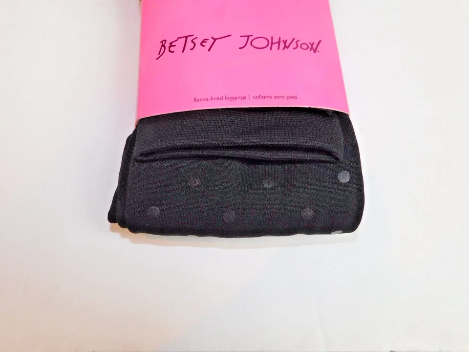 NUEVO CON ETIQUETAS Leggings Betsey Johnson Forrados de Vellón Negros M/L Lunares Transparentes Foto 2 de 4