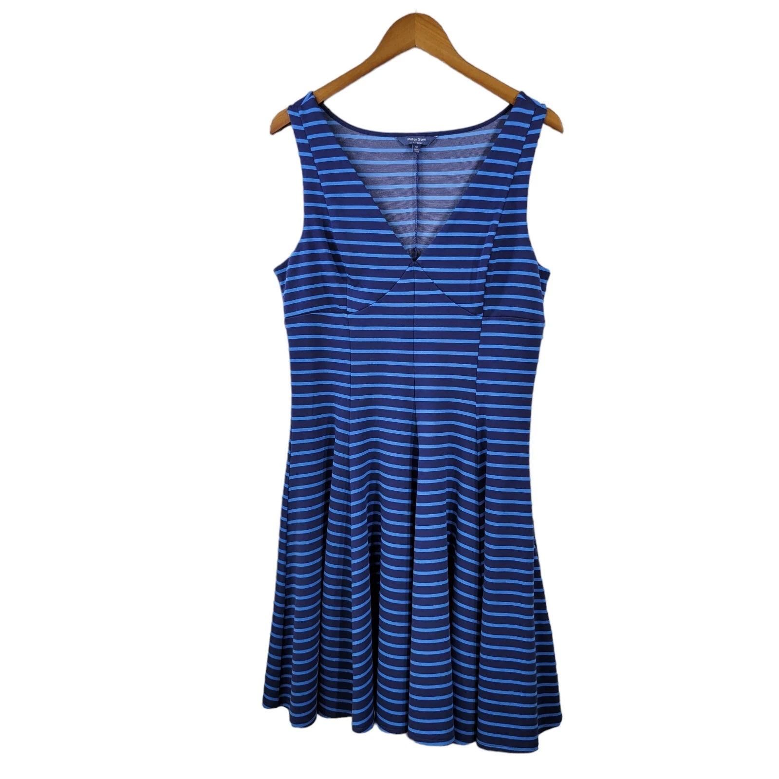 VETEMENTS Abito Peter Som taglia 12 lunghezza ginocchio blu jersey elasticizzato righe casual donna