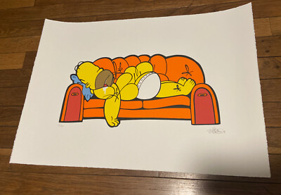 Salmos Art Print  Laziness Homer Simpson SIGNED #ed/40 White Edition MINT COA