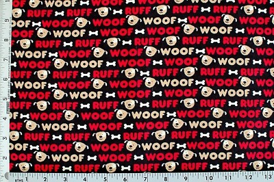 BTY*HOLIDAY WOOF*RUFF*BONES*DOGS*FACE MASKS*100% COTTON FLANNEL FABRIC 42X36''