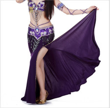 Belly Dance Costumes One Side Slit Sequins Long Skirt Tight Hip Split Skirt NEW