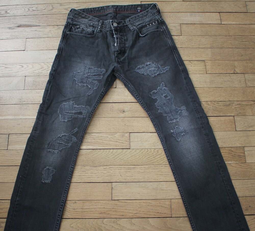 Jeans Japan Rags Pour Homme - Taille W31/L34 (FR 40), Couleur Noir, Occasion TB
