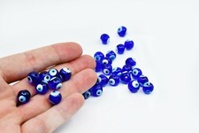 10pcs Turkish Greek Mati Evil Eye Glass Beads 100 Genuine Handmade Glass 8mm.
