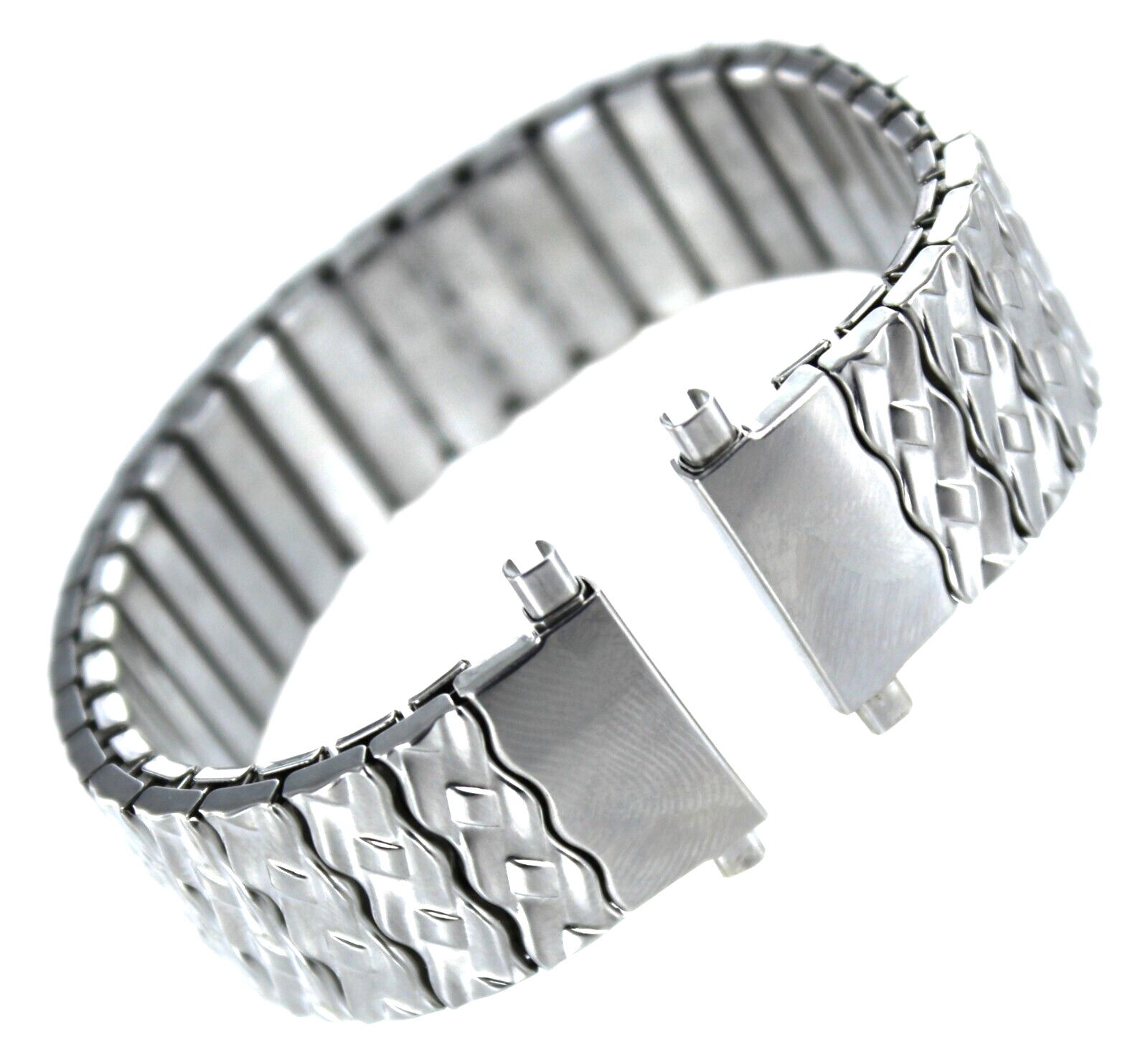 1621mm Hirsch Stainless Steel Silver Tone Mens Stretch Watch Band 1515