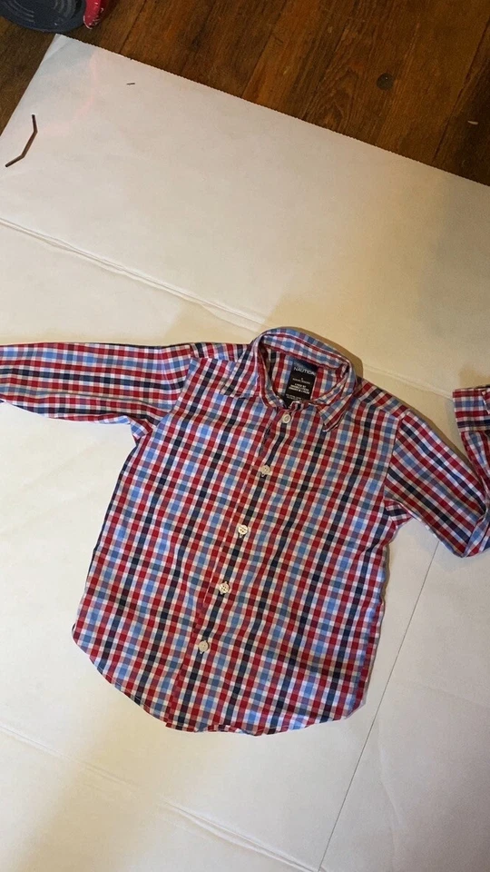Boys Twee Nautica Button-Down Dress Shirt Checkered Plaid Preppy Gingham Size 5 - Image 4 of 4