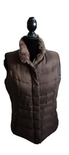 Eddie Bauer Jacket Vest Womens Goose Down Filled Puffer Sleeveless Brown Medium 