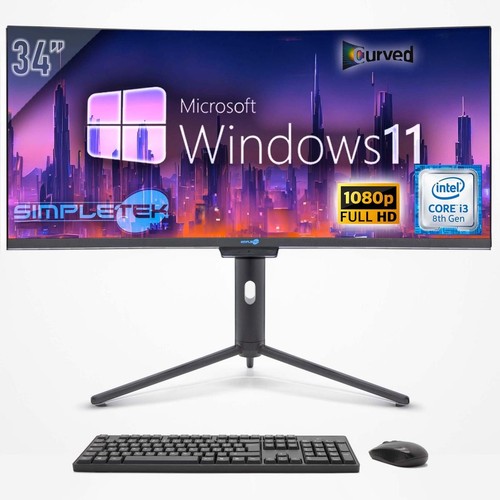 Aio All IN One i3 34 " Curved FHD Windows 11 4GB 240GB Gaming Notebook Editing