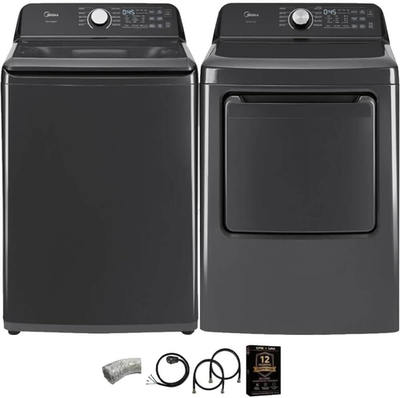 #ad MLTW44A4BGK1 Black Smart Laundry Pair 4.4 Cu Ft Top Load Washer and 7 Cu Ft Elec $2500.99