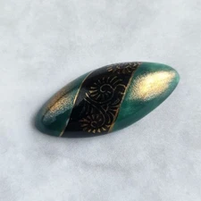 Japanese Kimono Kutani Ware Ceramic Obi Beltdome Arabesque Gold Lacquer M2 