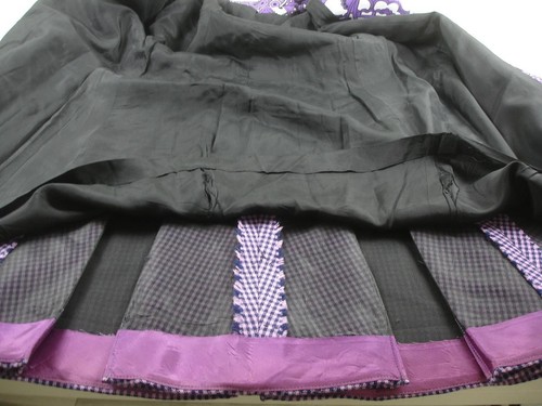 Women's S M 1980's Geoffrey Beene Coat Black Purple Plaid Paisley Shawl Collar - Picture 15 of 18