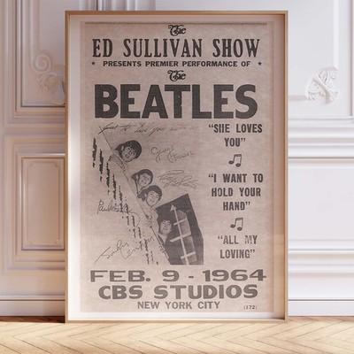 The Beatles Ed Sullivan Show Poster Wall Art A0 Large Print Decor Vintage