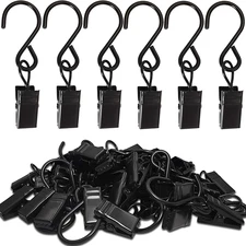 Stainless Steel S Hooks Curtain Clips, 50 Pack Hanging Party Lights Clips Hanger