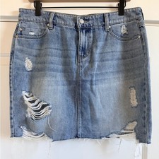 Liverpool Light Blue Distressed Mini Skirt