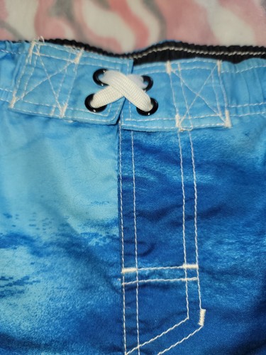 Boys Swim Trunks Surf Board Shorts Liner CHEROKEE Small 6/7 Blue Shark Water - Picture 3 of 6