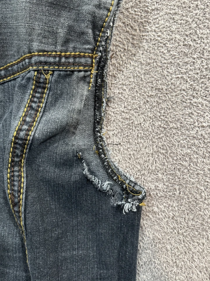 Chaleco de mezclilla True Religion XL para hombre Jimmy Big QT lavado oscuro gira mundial Foto 3 de 4