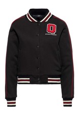 QUEEN KEROSIN Damen Collegejacke mit rotem Piping entlang der Ärmel Q