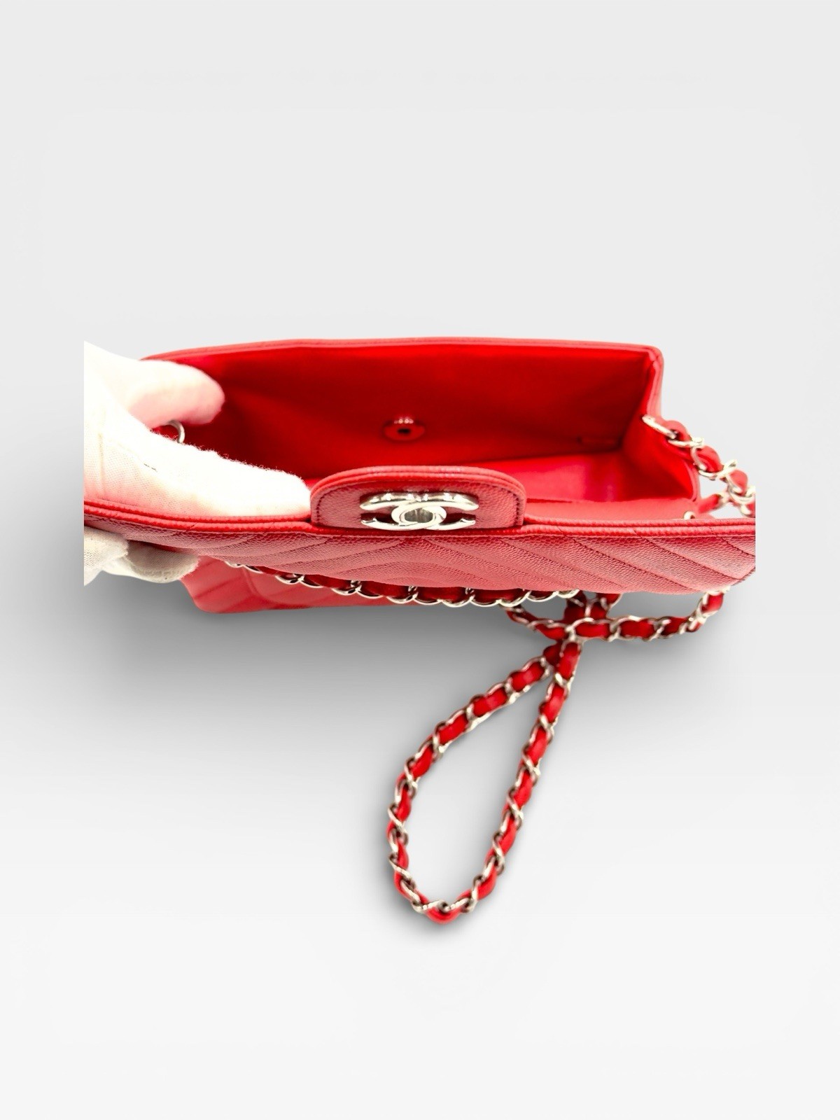 CHANEL Rectangular Flap Mini Caviar Chevron Leath… - image 22