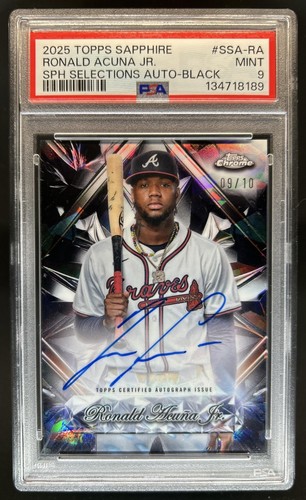 2025 Topps Chrome Sapphire Ronald Acuna Jr. Selections Auto Black  #/10 PSA 9