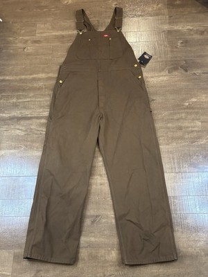 BNWT Dickies Chocolate Brown Overalls Workwear Size 38×32 Red Tag H4