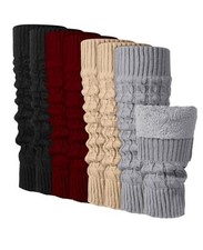 Chuarry 4 Pairs Women's Fleece Lined Black, Light Grey, Light Khaki, Wine Red