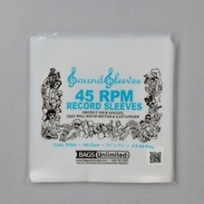 Bags Unlimited 7" 45 RPM 100 Clear Record Outer Sleeves lot of bonus sleeves
