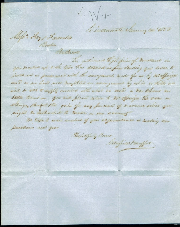 [st3535] USA 1847 Sc#2 used 10¢ black on cover from Cincinnati to Boston (1850) - Image 4 of 4