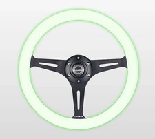 350mm 1.5 Deep Dish Wood Grain Steering Wheel Black Glow In The Dark