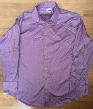 Calvin Klein Mens Slim Fit Shirt 2XL Infinite Wrinkle Free Red