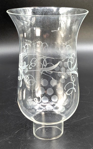 Antique Hand Blown Thin-Wall 6-1/2” Tall “Grapes” Hurricane Shade, 1-5/8” Fitter