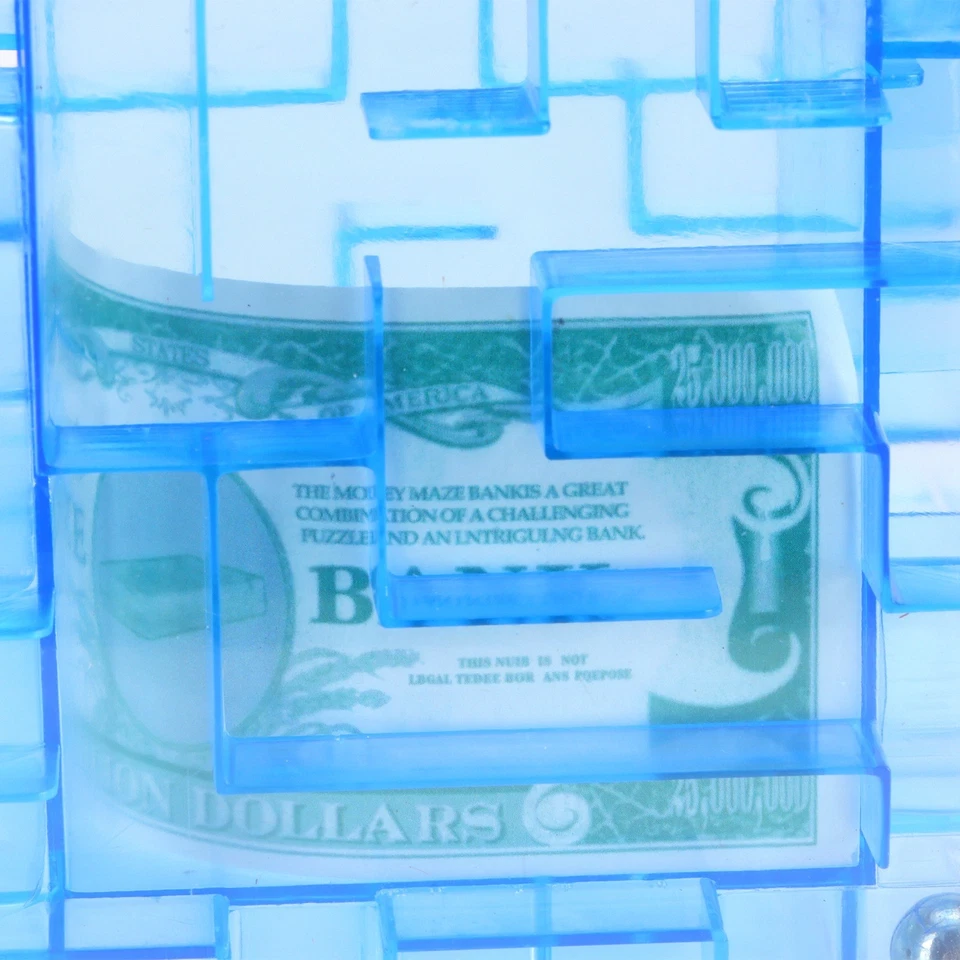 Inverted Bead Maze Piggy Bank Creative Puzzle Mini Piggy Bank Blue - Image 4 of 4