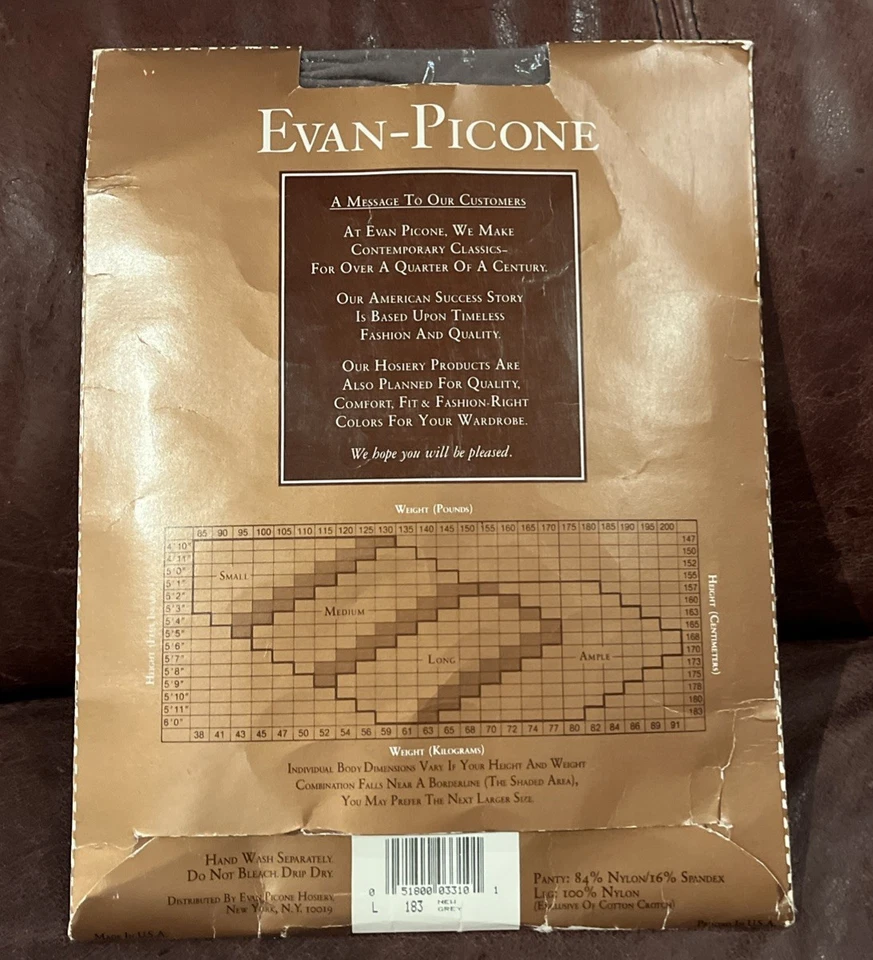 De Colección Evan-Picone Silkee Transparente Nuevo Gris Largo Control A Sandalio Panty Manguera Foto 4 de 4