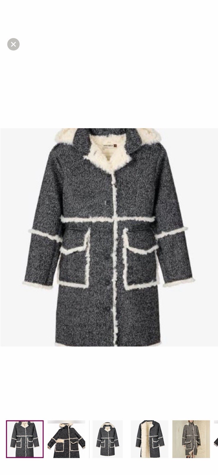 ZARA SRPLS Hooded Shearling Wool Long Coat Teddy Borg Jacket
