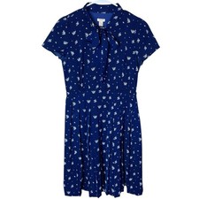 J Crew Factory Women’s Sz 4 Short Sleeve Dress Floral Collar Neck Tie A1771