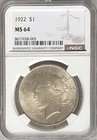 1922 PEACE SILVER DOLLAR NGC MS64 #005