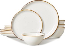 ONEMORE 12-Piece Plates and Bowls Set, Dinner Set for 4, Ceramic Dinner Service