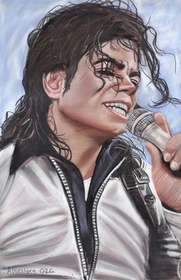 Michael Jackson Fan Pastell Portrait, Wandbild in Sondergröße, Handarbeit