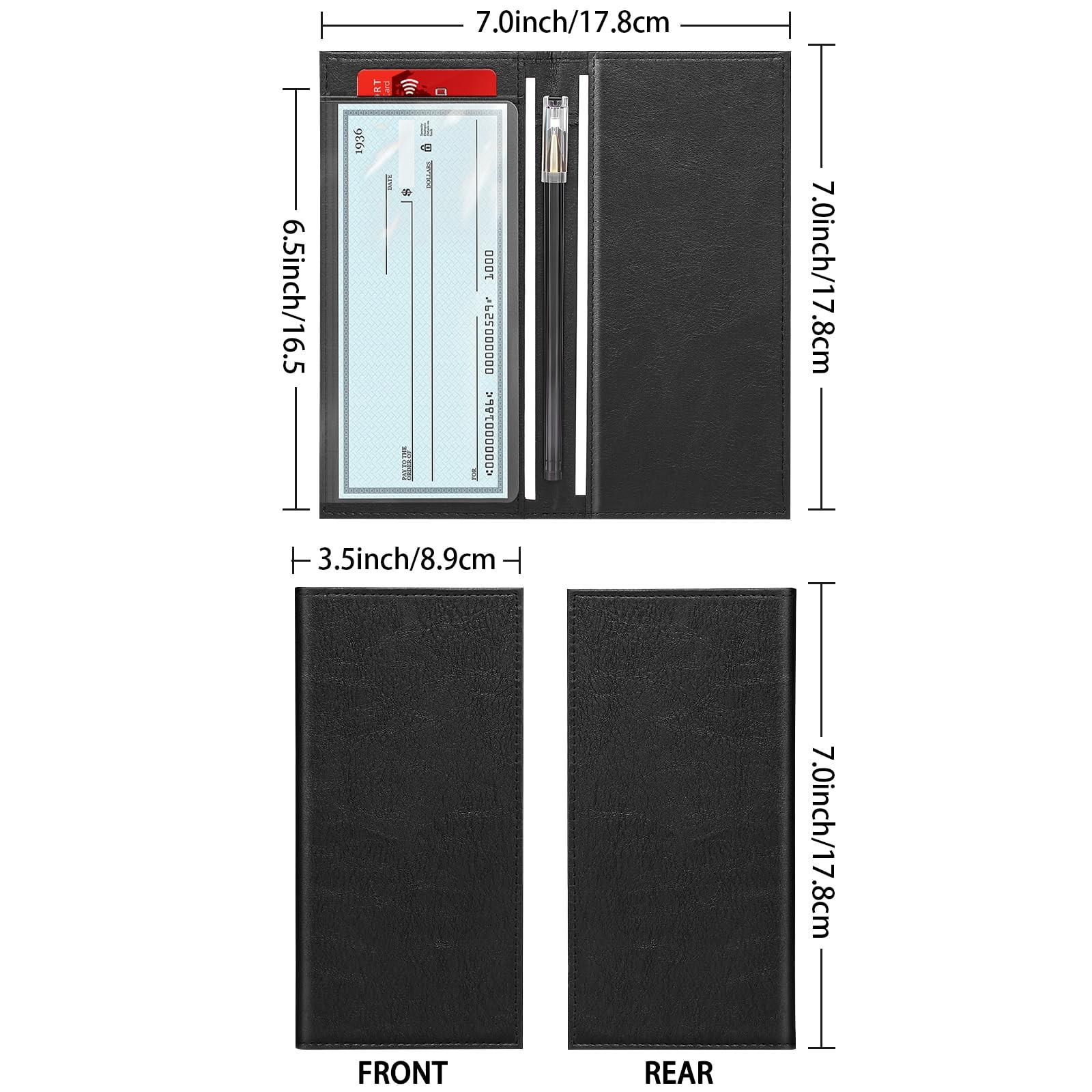 как выглядит Leather Checkbook Cover for Top and Side Tear Registers Duplicate Checks фото