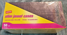 Staples 5mm Slim Jewel Case 50 Pack CD or DVD Black/Clear/Color Plastic Cases